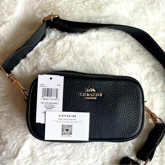 NEW Coach bag crossbody leather black 2 straps gold-tone hardware NWT - Picture 10 of 12